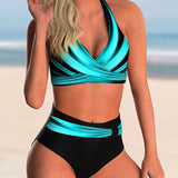 Lillian - Bikini Set with Crossed Neckline and Print