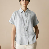 100% Linen Striped Classic Button-Front Shirt HUNTER