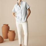 100% Linen Striped Classic Button-Front Shirt HUNTER