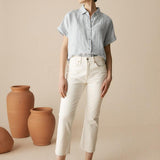 100% Linen Striped Classic Button-Front Shirt HUNTER
