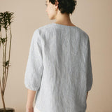 100% Linen Puff Sleeves Top LEAH