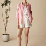 100% Linen Peter Pan Collar 3/4 Sleeve Shirt ASTRID