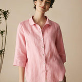 100% Linen Peter Pan Collar 3/4 Sleeve Shirt ASTRID