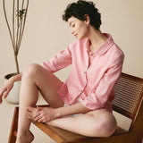 100% Linen Peter Pan Collar 3/4 Sleeve Shirt ASTRID
