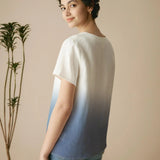 100% Linen Easy Popover V-Neck Boxy Top DAWN