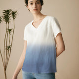 100% Linen Easy Popover V-Neck Boxy Top DAWN