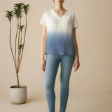 100% Linen Easy Popover V-Neck Boxy Top DAWN