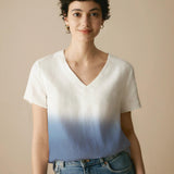 100% Linen Easy Popover V-Neck Boxy Top DAWN