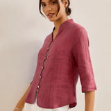 100% Linen Hand Button Fitted Jacket AMELIA