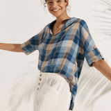 100% Linen V-Neck Short Sleeve Shirt SIERRA