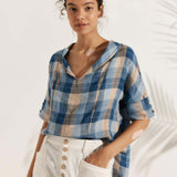100% Linen V-Neck Short Sleeve Shirt SIERRA