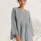 Linen Checked Long-Sleeved Top CAROLINE