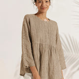 Linen Checked Long-Sleeved Top CAROLINE