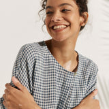 Linen Checked Long-Sleeved Top CAROLINE