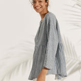 Linen Checked Long-Sleeved Top CAROLINE