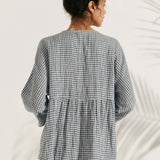 Linen Checked Long-Sleeved Top CAROLINE