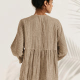 Linen Checked Long-Sleeved Top CAROLINE
