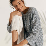 Linen Checked Long-Sleeved Top CAROLINE