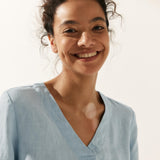 100% Linen Puff Sleeves Top LEAH