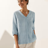 100% Linen Puff Sleeves Top LEAH