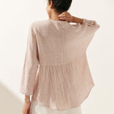 Linen Checked Long-Sleeved Top CAROLINE