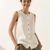 100% Linen Buttons Down Tank Top ERIN
