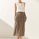100% Linen Buttons Down Tank Top ERIN