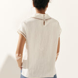 Linen Cutout Turtleneck Top QUINN