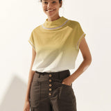 Linen Cutout Turtleneck Top QUINN