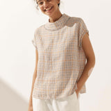 Linen Cutout Turtleneck Top QUINN