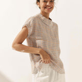 Linen Cutout Turtleneck Top QUINN