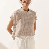 Linen Cutout Turtleneck Top QUINN