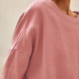 100% Linen Gingham Checked Boatneck 3/4 Length Sleeve Top AURORA