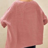 100% Linen Gingham Checked Boatneck 3/4 Length Sleeve Top AURORA