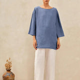 100% Linen Loose Long Shirt LILY