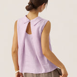 100% Linen Structured Collar Sleeveless Blouse BLAIR