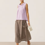 100% Linen Structured Collar Sleeveless Blouse BLAIR