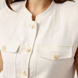 100% Linen Four-Pocket Tailored Sleeveless Vest COSIMA