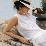100% Linen Buttons Down Tank Top ERIN