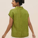 100% Linen Collared Cap Sleeve Top IVY