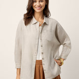 100% Linen Concealed Placket Patch Pocket Shirt FELICITY