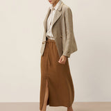 100% Linen Convertible Stand Collar Double Breasted Blazer Jacket NAOMI