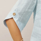 100% Linen Elbow Sleeve Pullover Top NOLA