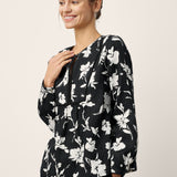 100% Linen Floral Printed Gathered Pullover Top AMIYA