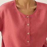 100% Linen Flutter Sleeve Drawstring Top ZOEY