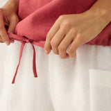 100% Linen Flutter Sleeve Drawstring Top ZOEY