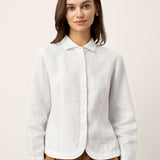 100% Linen Small Collar Curved Hem Tailored Shirt AVELINE