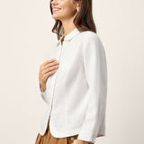 100% Linen Small Collar Curved Hem Tailored Shirt AVELINE
