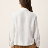 100% Linen Small Collar Curved Hem Tailored Shirt AVELINE