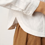 100% Linen Small Collar Curved Hem Tailored Shirt AVELINE